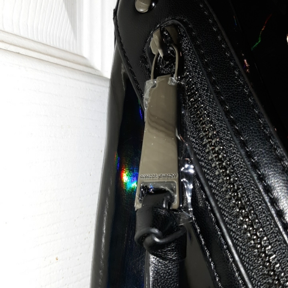 Rebecca Minkoff "Julian" Holographic Black/Black Nylon Medium Zip Backpack - Picture 5 of 17